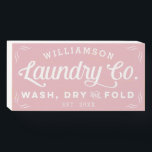 Personalised Pink Laundry Wash Dry Fold Wooden Box Sign<br><div class="desc">Place this charming and cheeky personalised wooden block sign on a shelf in your laundry room and bring a little bit of that rustic farmhouse vibe to your home decor. Use the customise options to create a truly one of a kind for yourself by changing fonts and the background colour....</div>