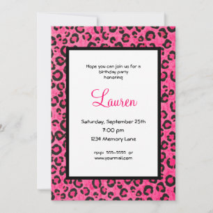 Personalised Pink Leopard 21st Birthday Invitation