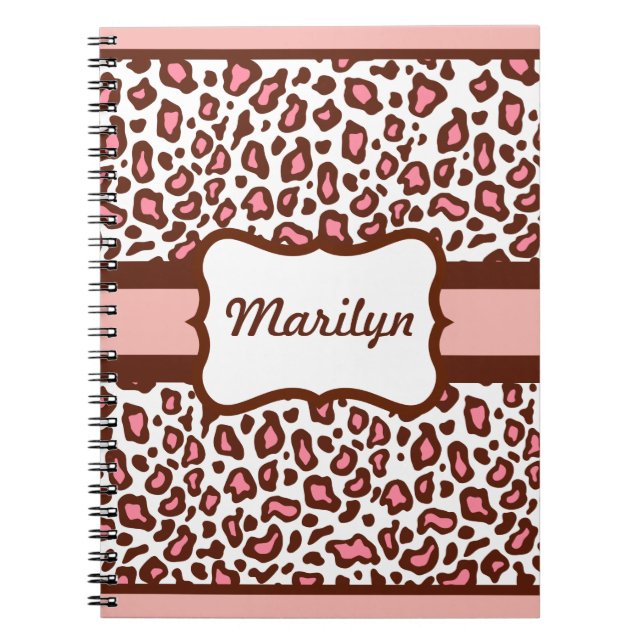 Personalised Pink Leopard Notebook Journal Gift (Front)