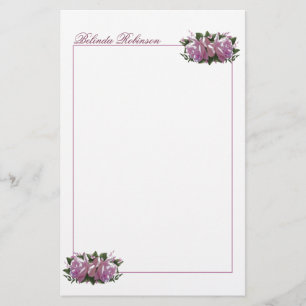 Personalised Pink Lilac Flower Stationery Paper