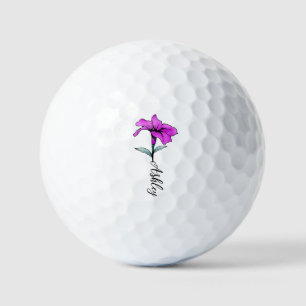 Personalised Pink Lily Flower Golf Balls