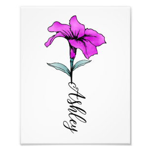Personalised Pink Lily Flower Photo Print