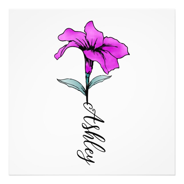 Personalised Pink Lily Flower Photo Print (Front)