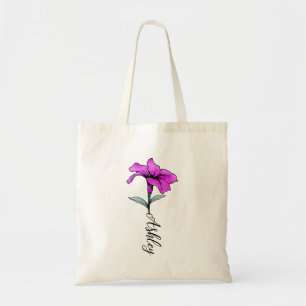 Personalised Pink Lily Flower Tote Bag