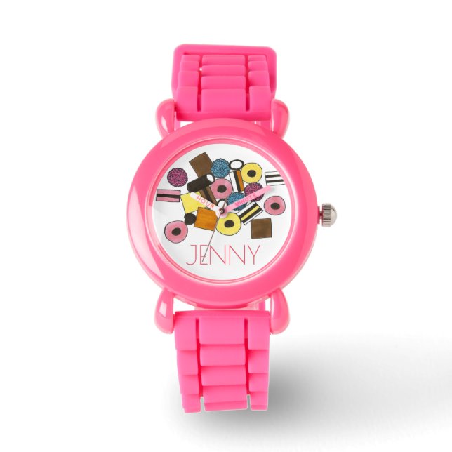Personalised Pink Liquorice Allsorts Candy Watch (Front)