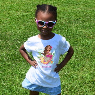 Personalised Pink Little Brown Mermaid Baby T-Shir T-Shirt