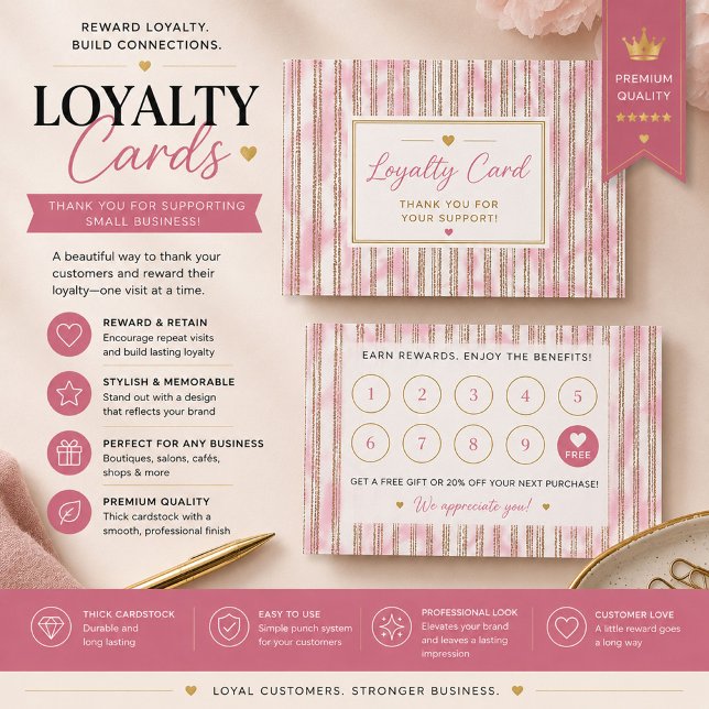 Personalised Pink Loyalty Rewards Card (Creator Uploaded)
