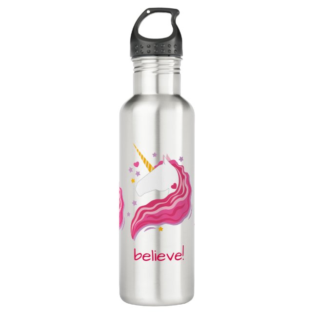 Personalised Pink Magical Unicorn 710 Ml Water Bottle (Front)