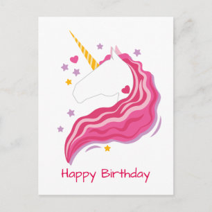 Personalised Pink Magical Unicorn Postcard