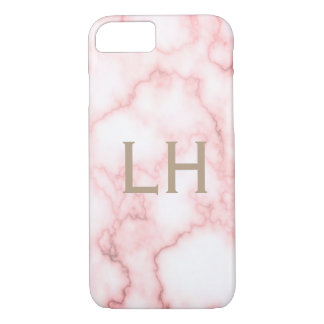 Personalised Pink Marble Monogram iPhone 8/7 Case