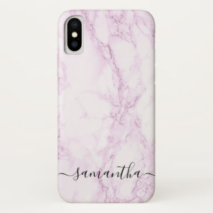 Personalised Pink Marble Script Name Typography Case-Mate iPhone Case