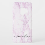 Personalised Pink Marble Script Name Typography Case-Mate Samsung Galaxy S9 Case<br><div class="desc">Tip: When personalising keep the little square characters to retain the long embellishments on the name. This pink marble phone case design is stylish and modern,  the elegant font is so chic and unique.</div>