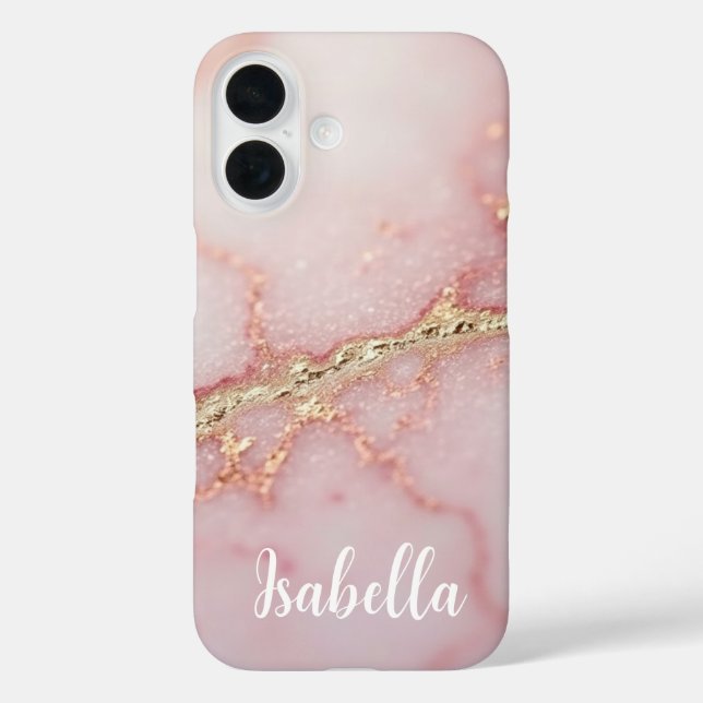 Personalised Pink Marble Stylish Gold Case-Mate iPhone Case (Back)