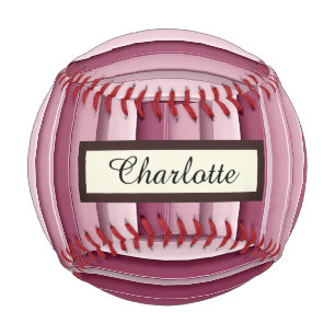 Personalised Pink Mauve Stripes Baseball