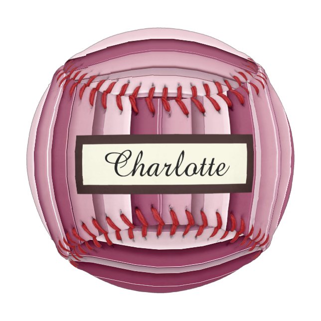 Personalised Pink Mauve Stripes Baseball (Front)