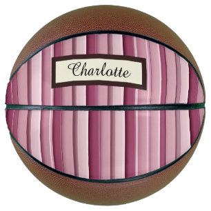 Personalised Pink Mauve Stripes Basketball