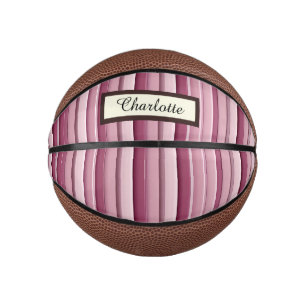 Personalised Pink Mauve Stripes Mini Basketball