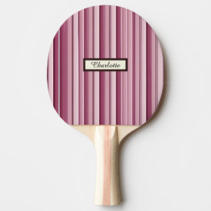 Personalised Pink Mauve Stripes Ping Pong Paddle