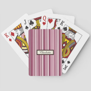 Personalised Pink Mauve Stripes Poker Cards