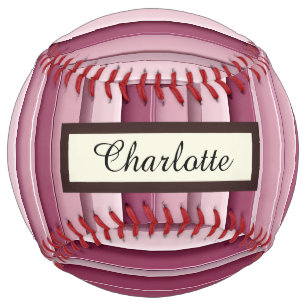 Personalised Pink Mauve Stripes Softball