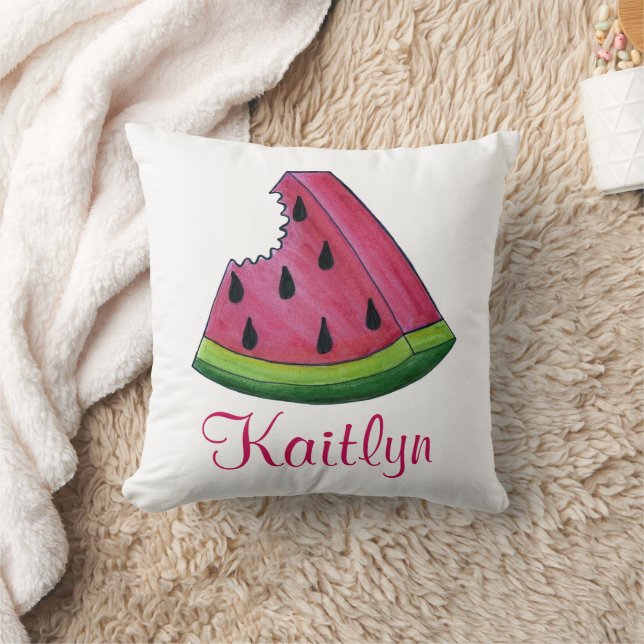 Personalised Pink Melon Watermelon Slice Fruit Cushion (Blanket)