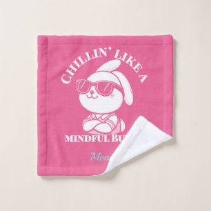 Personalised Pink "Mindful Bunny" Bath Towel Set