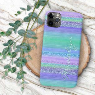 Personalised Pink Mint Green Blue Purple Stripe iPhone 11 Pro Max Case