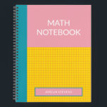 Personalised Pink Modern School Math Graph Paper Notebook<br><div class="desc">Personalised Pink Modern School Math Graph Paper Notebook</div>