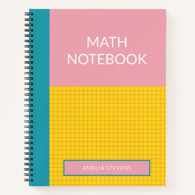 Personalised Pink Modern School Math Graph Paper Notebook (Front)
