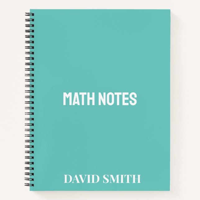 Personalised Pink Modern School Math Notes  Notebook (Front)