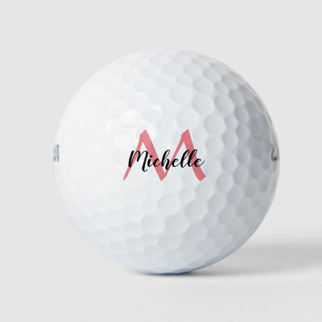 Personalised Pink Monogram Add Name Golf Balls (Front)