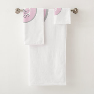 Personalised Pink Monogram Bathroom Towel Set