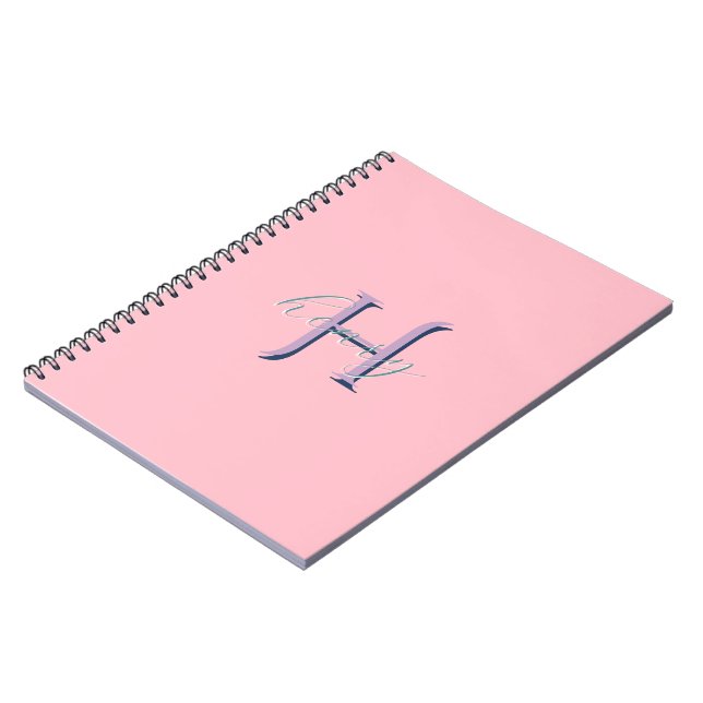 Personalised Pink Monogram Initial and Name Notebook (Left Side)