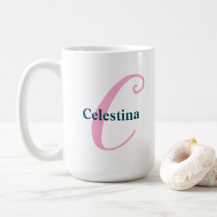Personalised Pink Monogram Letter C Custom Name Coffee Mug