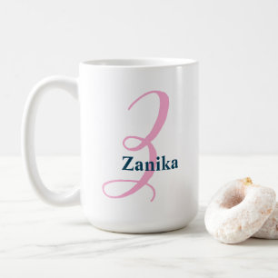 Personalised Pink Monogram Letter Z Custom Name Coffee Mug