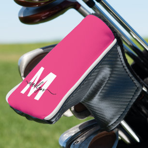 Personalised Pink Monogram Name Golf Head Cover