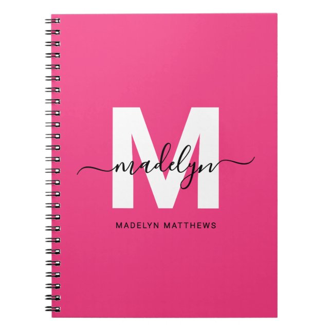 Personalised Pink Monogram Notebook (Front)