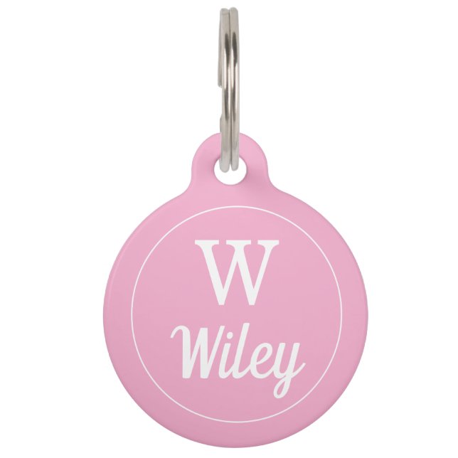 Personalised Pink Monogram Pet Name  Tag (Front)