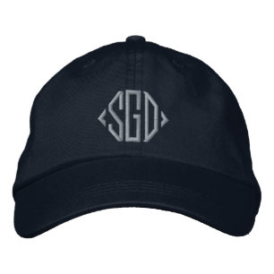 Personalised pink monogrammed blue embroidered hat