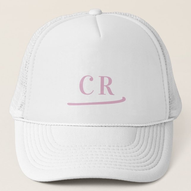 Personalised Pink Monogrammed Initials Minimalist  Trucker Hat (Front)