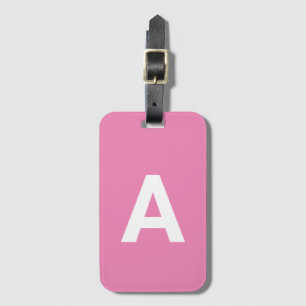 Personalised Pink Monogrammed Simple Modern Lugg Luggage Tag