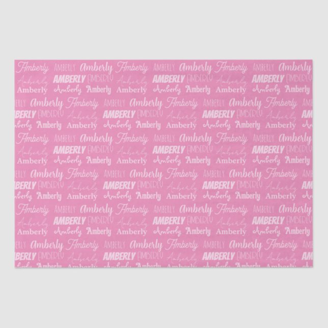 Personalised Pink Name Cute Fonts Collage Birthday Tissue Paper (Front)