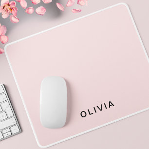 Personalised Pink & Name Monogram   Elegant Custom Mouse Mat