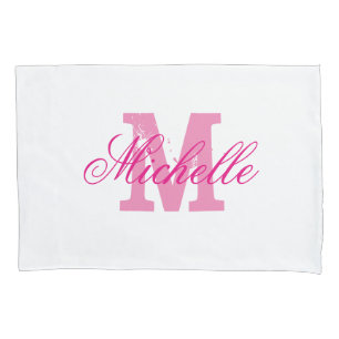 Personalised pink name monogram pillowcases