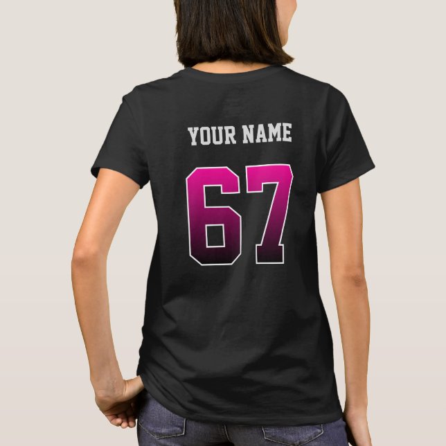 Personalised Pink Number 67 Custom  T-Shirt (Back)