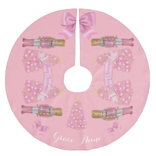 Personalised Pink Nutcracker Christmas tree skirt