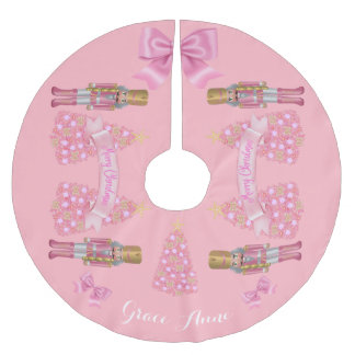 Personalised Pink Nutcracker Christmas tree skirt