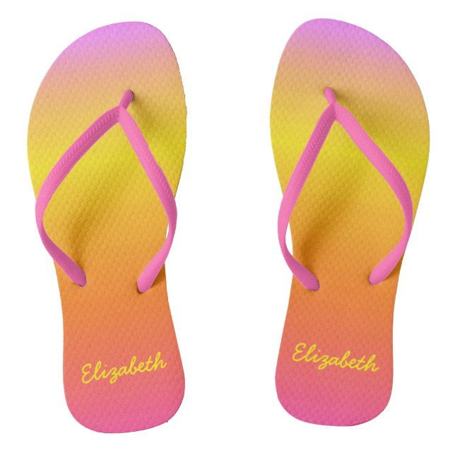 Personalised Pink Ombre Flip Flops (Footbed)