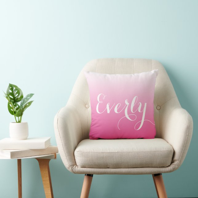 Personalised Pink Ombre Girls Room or Baby Nursery Cushion (Chair)