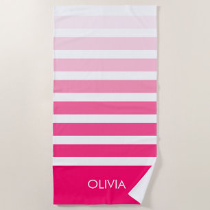 Personalised Pink Ombre Name Beach Towel